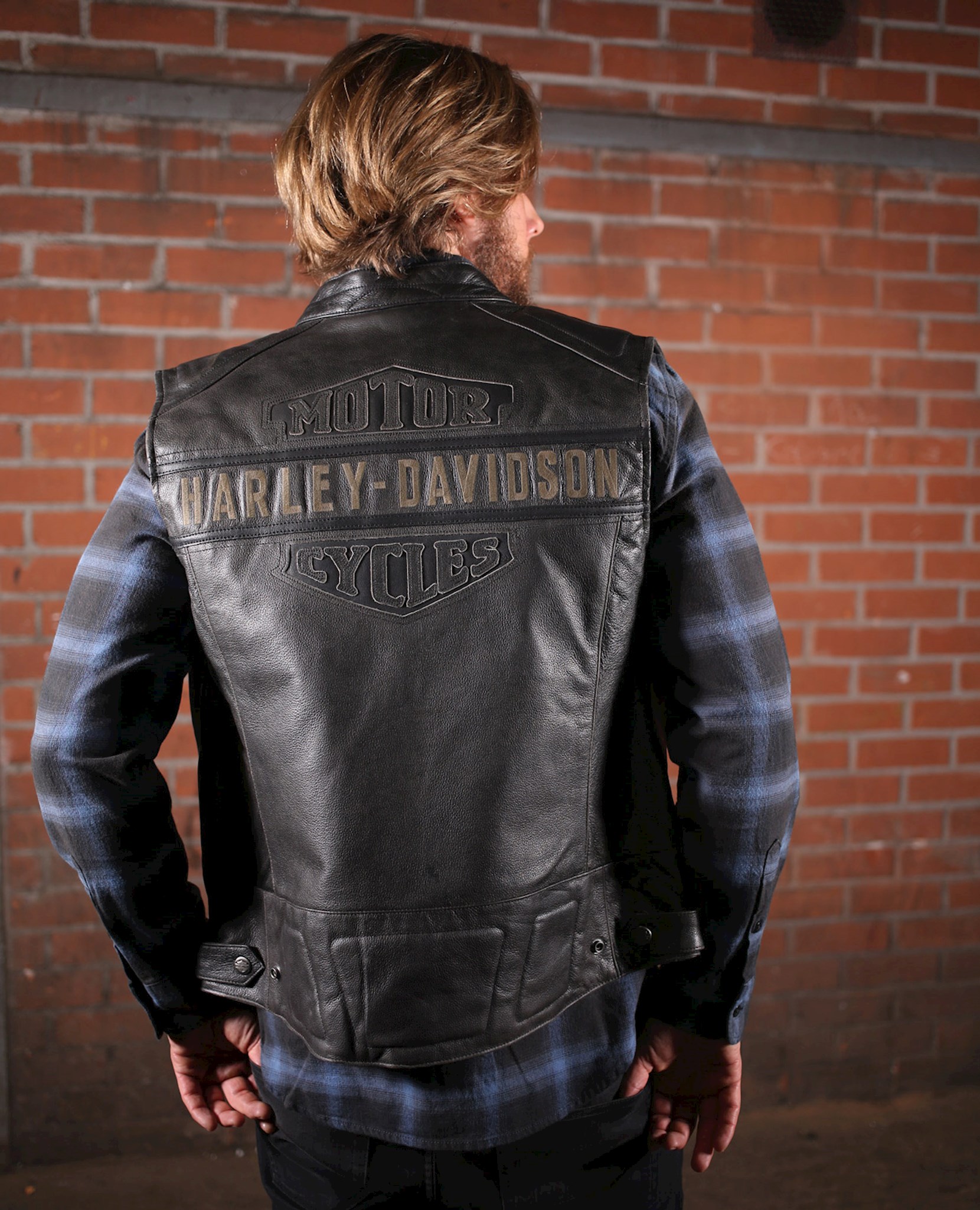 harley davidson passing link leather vest