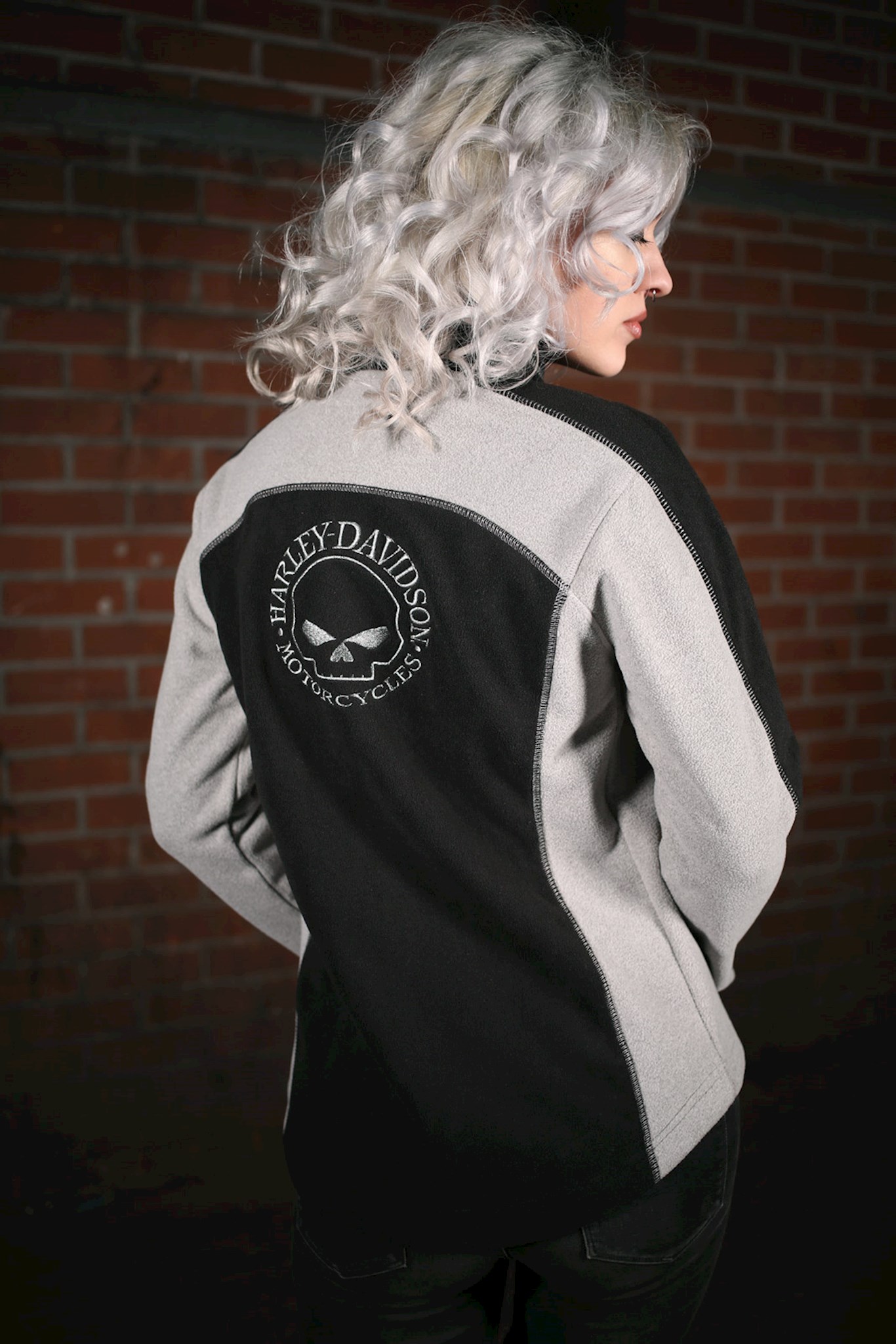 harley davidson skull windproof fleece jacket