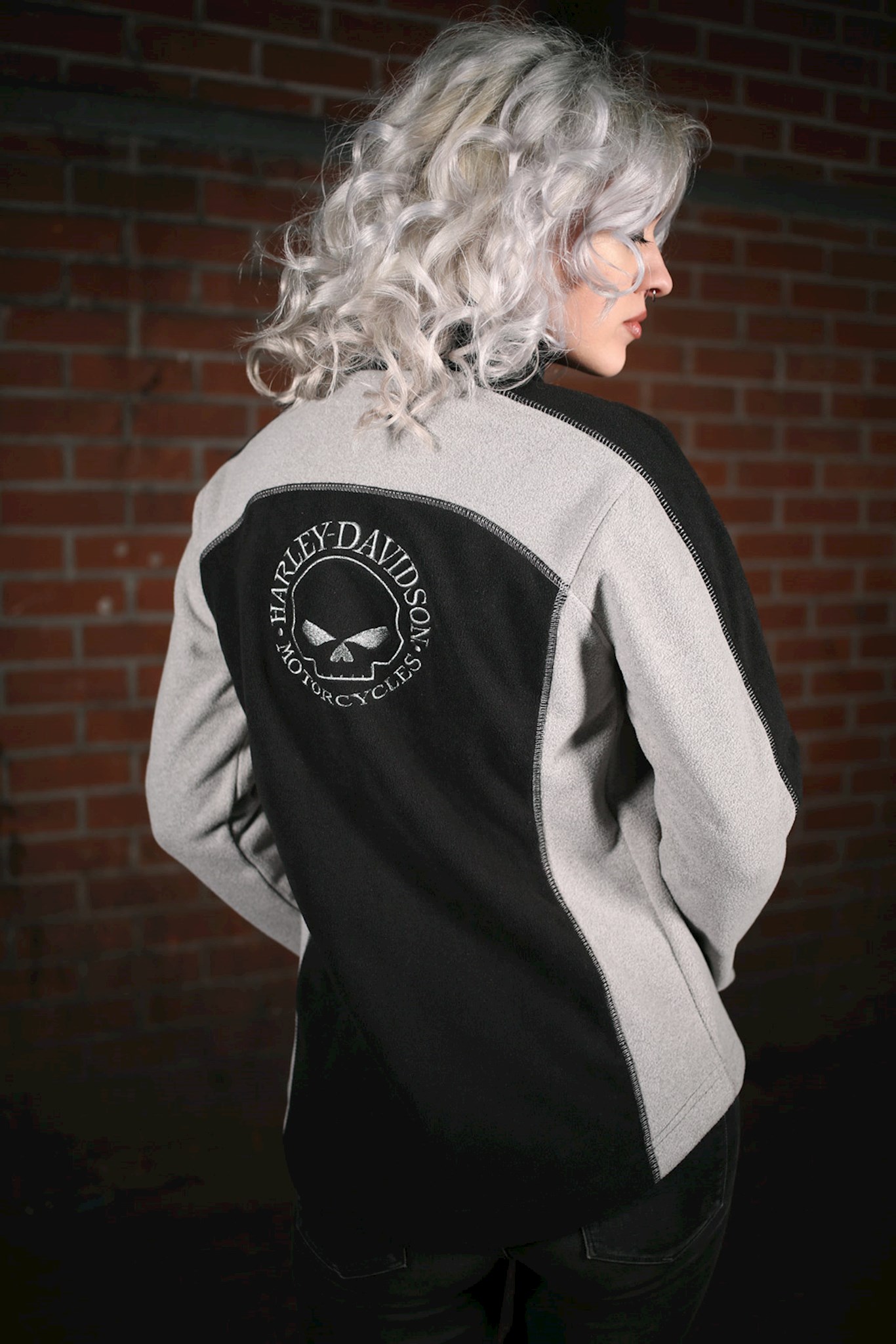 Harley davidson skull 2025 windproof fleece jacket