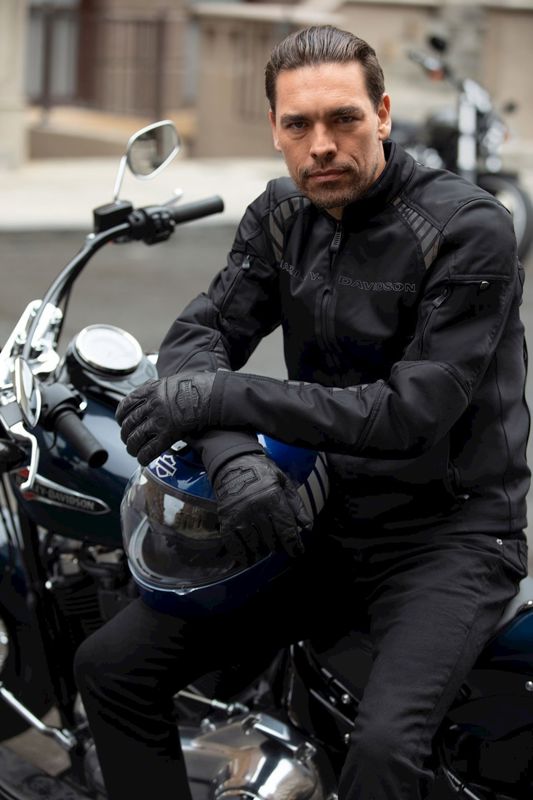 Harley-Davidson Official Mens Geyser Stretch Slim Fit Riding Jacket Black 