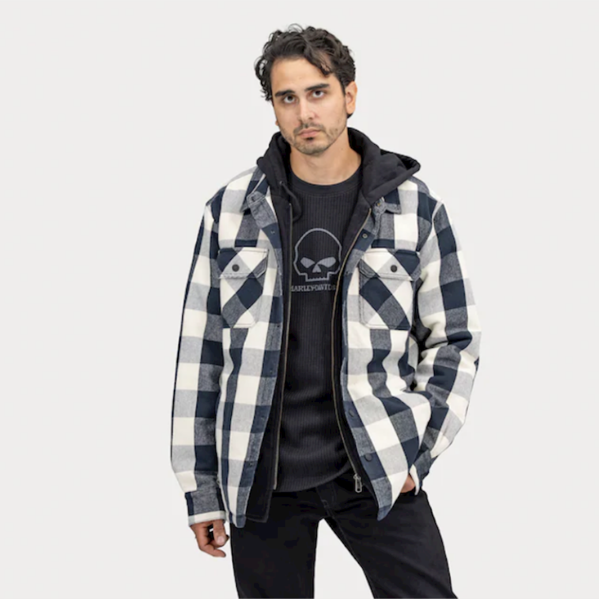 96187-22VM/000M - Harley-Davidson® Men's Willie G Skull Hoodie Buffalo  Check Shirt Jacket ￫ Motor Saloon (Harley-Davidson dealer)